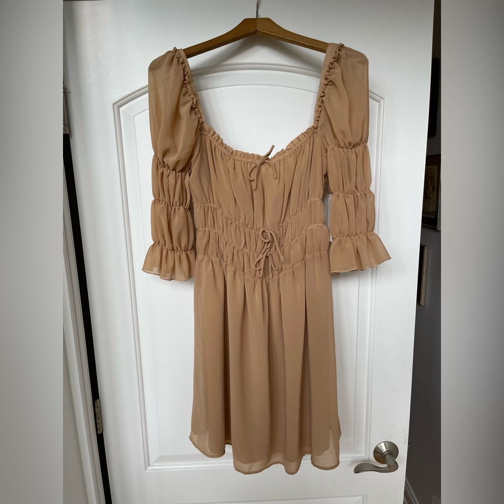 Lani the Label Tan Peasant Dress